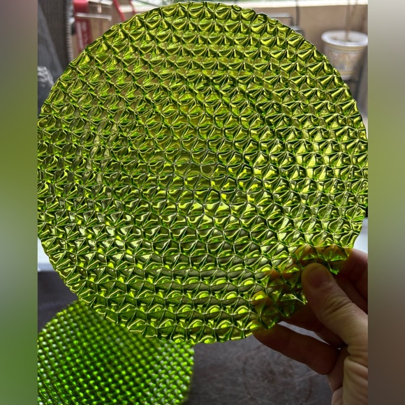 2 pressed green plates 8.25” - Picture 3 of 10